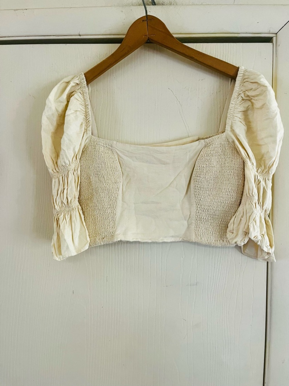 Urban Outfitters Cottagcore Milkmaid Farmers Daughter Linen Prairie Crop Blouse